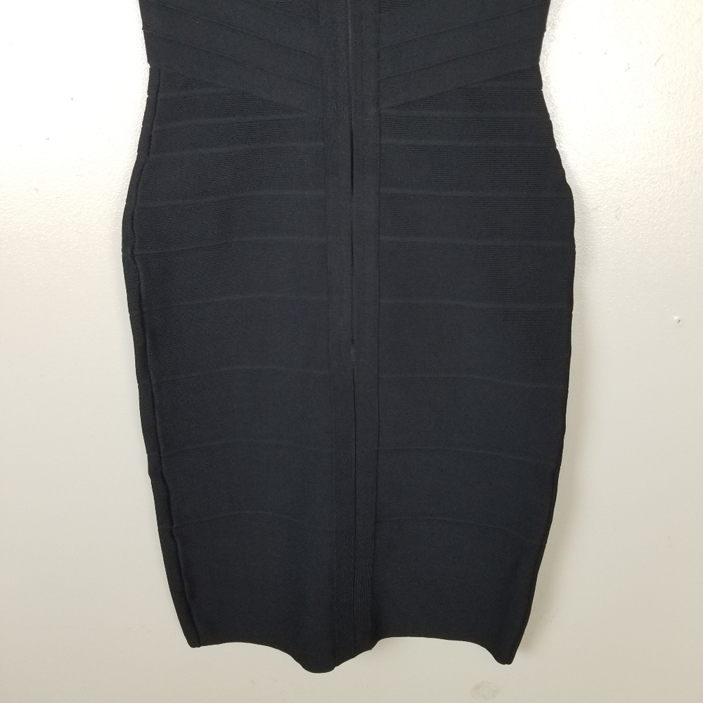 HERVE LEGER Y2K Sweetheart Neck Black Bandage Mini Bodycon Dress Sleeveless S - Picture 6 of 11